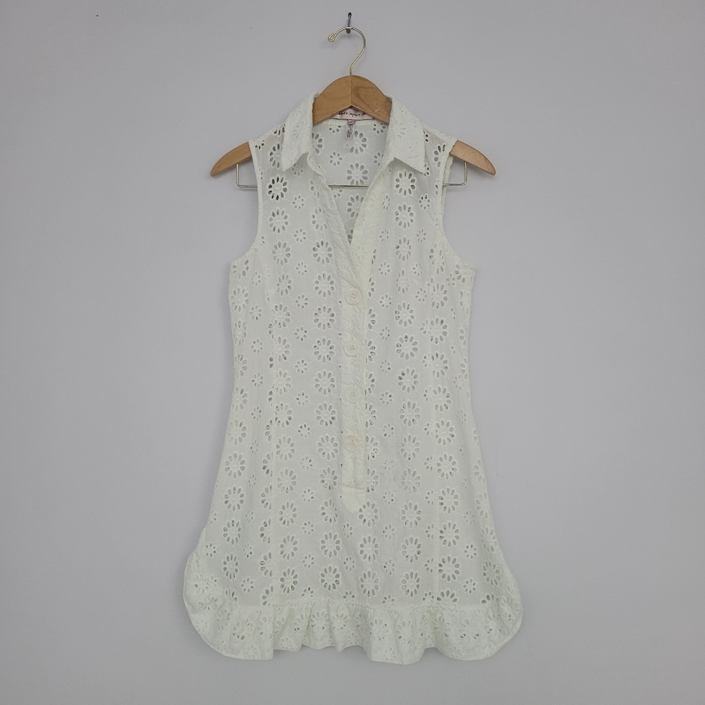 Nanette Lepore Swim Isola Eyelet Cotton Dress Cover Up White Sz Small